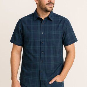 Calvin Klein Mens Checkered Blue Shirt Size XL